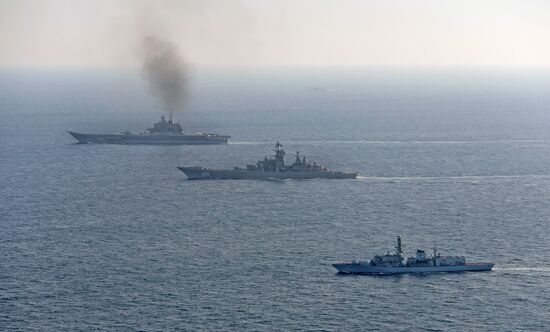 British Navy and Air Force escort Russian warships Admiral Kuznetsov and Pyotr Veliky