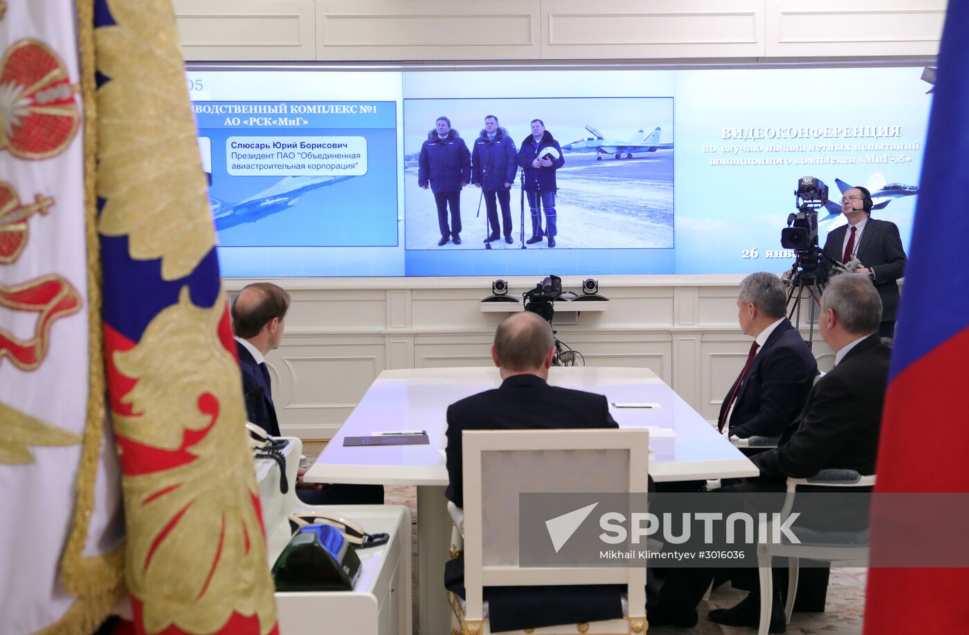 Russian President Vladimir Putin holds videoconference with MiG corporation