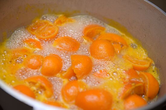 Making mandarin orange jam in Abkhazia