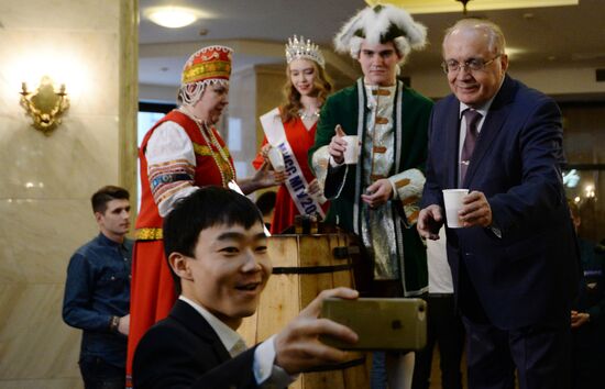 Traditional mead drinking ceremony with President of MSU Viktor Sadovnichy
