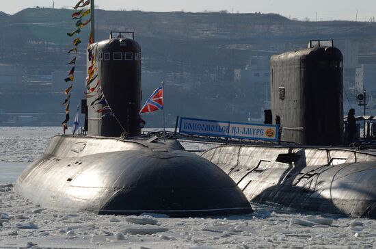 The diesel submarine Komsomolsk-on-Amur returns to Pacific Fleet