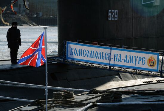 The diesel submarine Komsomolsk-on-Amur returns to Pacific Fleet