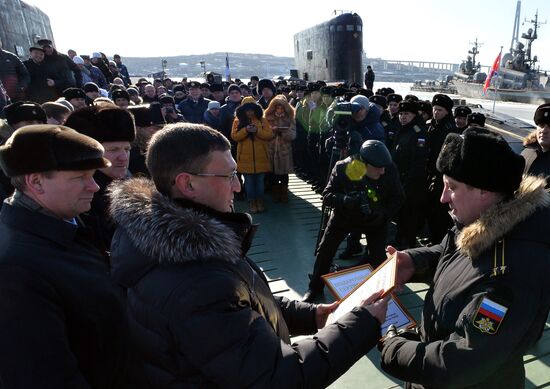 The diesel submarine Komsomolsk-on-Amur returns to Pacific Fleet
