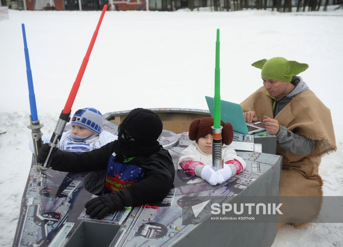 Homemade sled race on Vorobyovy Hills