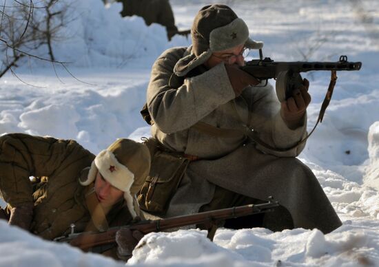 Military historical reenactment in Voronezh Region