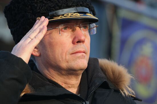 Ceremonial greetings for Aleksandr Shabalin landing ship