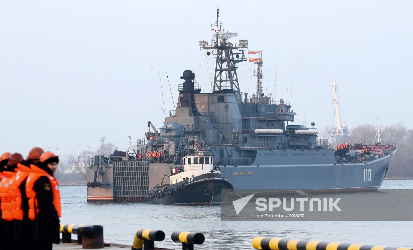 Ceremonial greetings for Aleksandr Shabalin landing ship