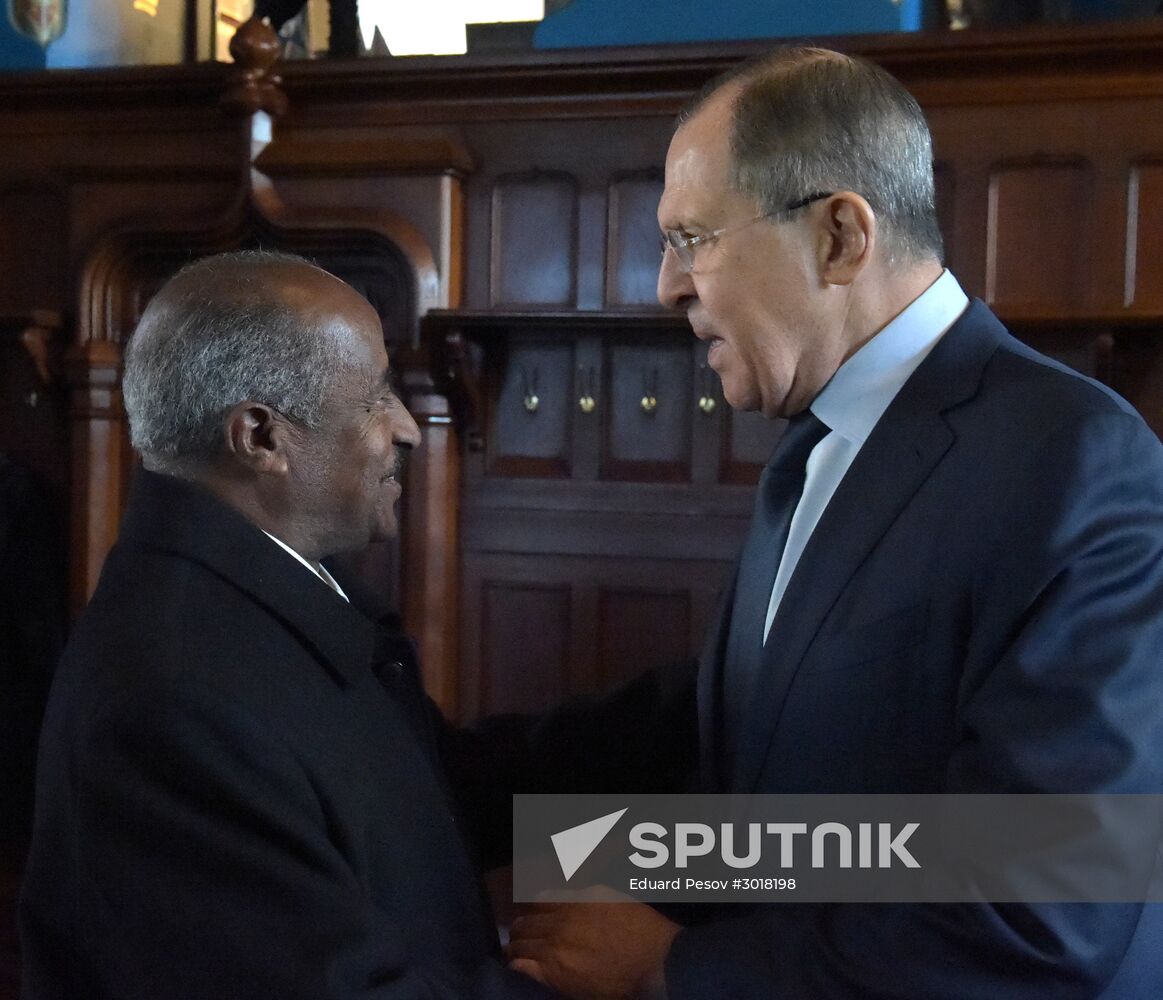 Russian Foreign Minister Sergei Lavrov meets with his Eritrean counterpart Osman Saleh