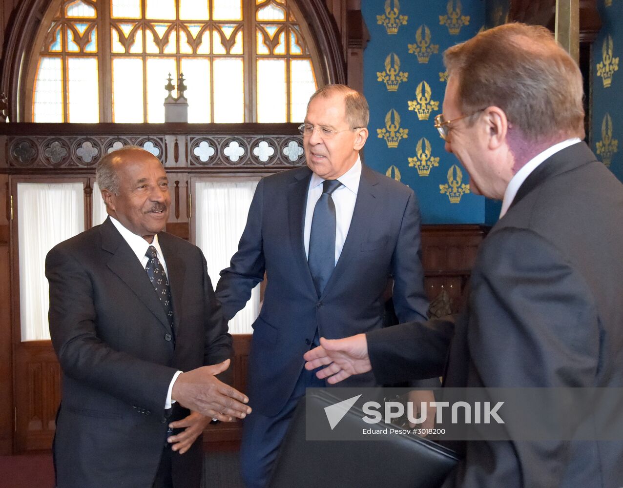 Russian Foreign Minister Sergei Lavrov meets with his Eritrean counterpart Osman Saleh