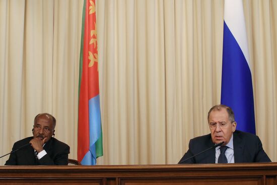 Russian Foreign Minister Sergei Lavrov meets with his Eritrean counterpart Osman Saleh