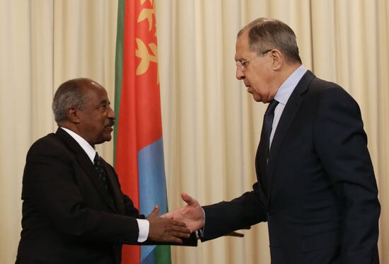 Russian Foreign Minister Sergei Lavrov meets with his Eritrean counterpart Osman Saleh