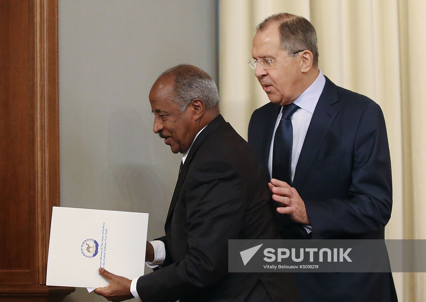 Russian Foreign Minister Sergei Lavrov meets with his Eritrean counterpart Osman Saleh