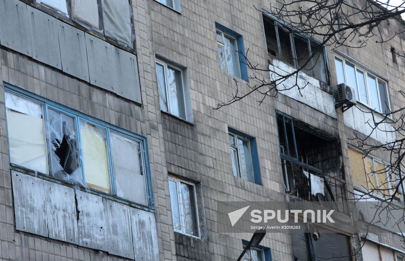 Aftermath of shelling Donetsk region