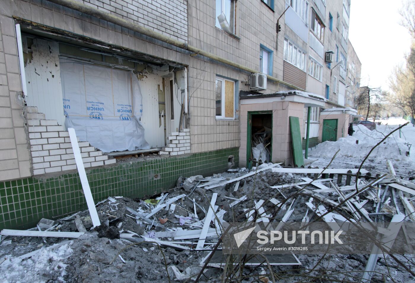 Aftermath of shelling Donetsk region
