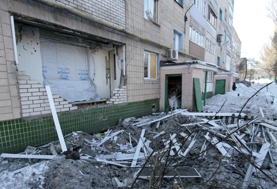 Aftermath of shelling Donetsk region
