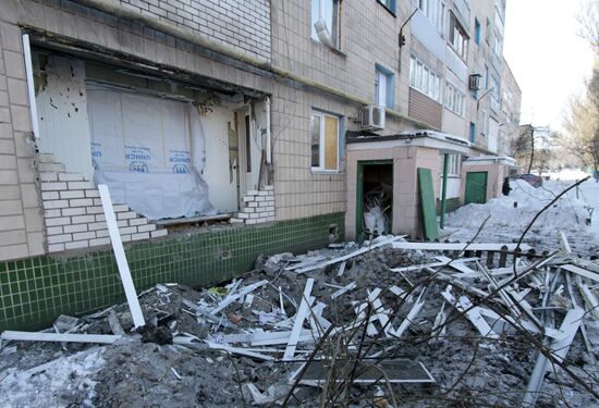 Aftermath of shelling Donetsk region
