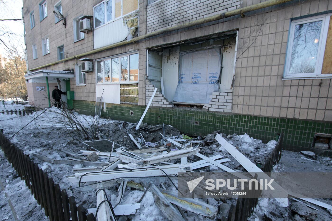 Aftermath of shelling Donetsk region