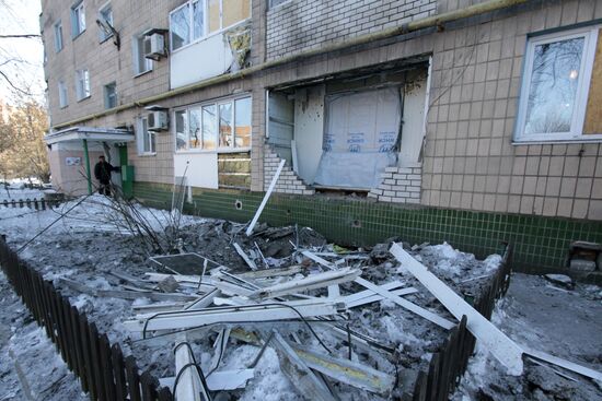 Aftermath of shelling Donetsk region