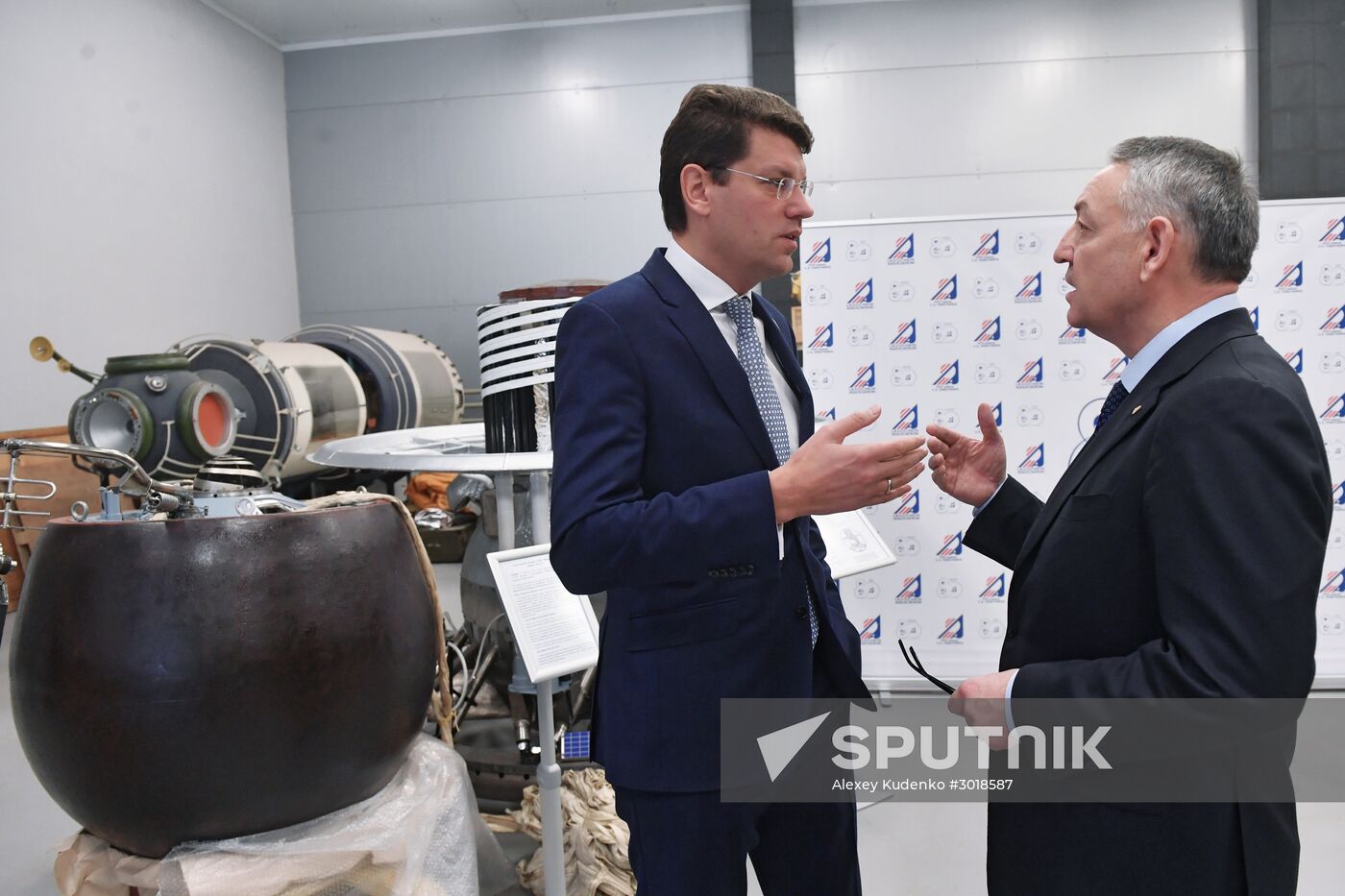 Spacecraft models displayed at Lavochkin Science & Production Association