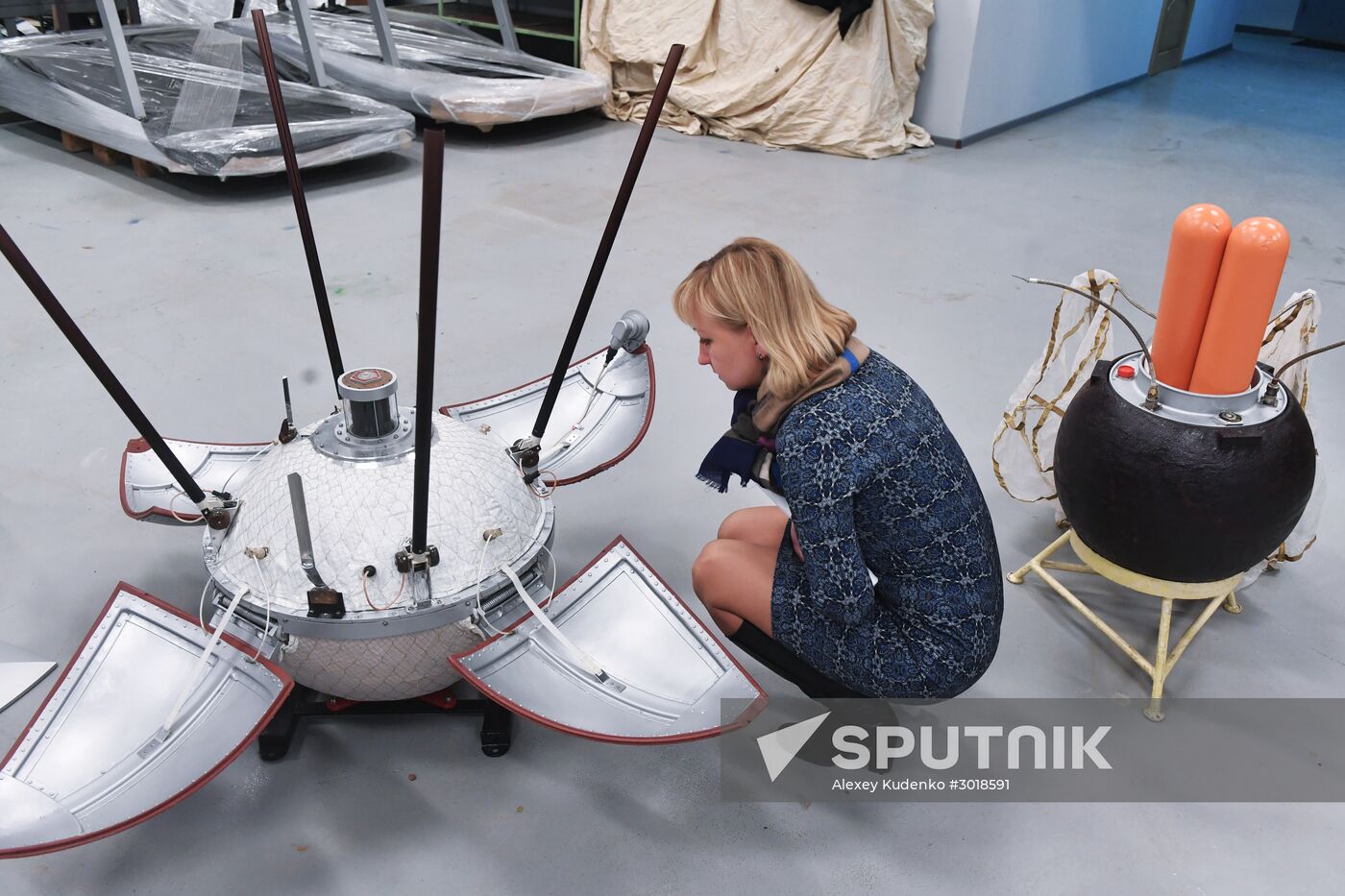 Spacecraft models displayed at Lavochkin Science & Production Association