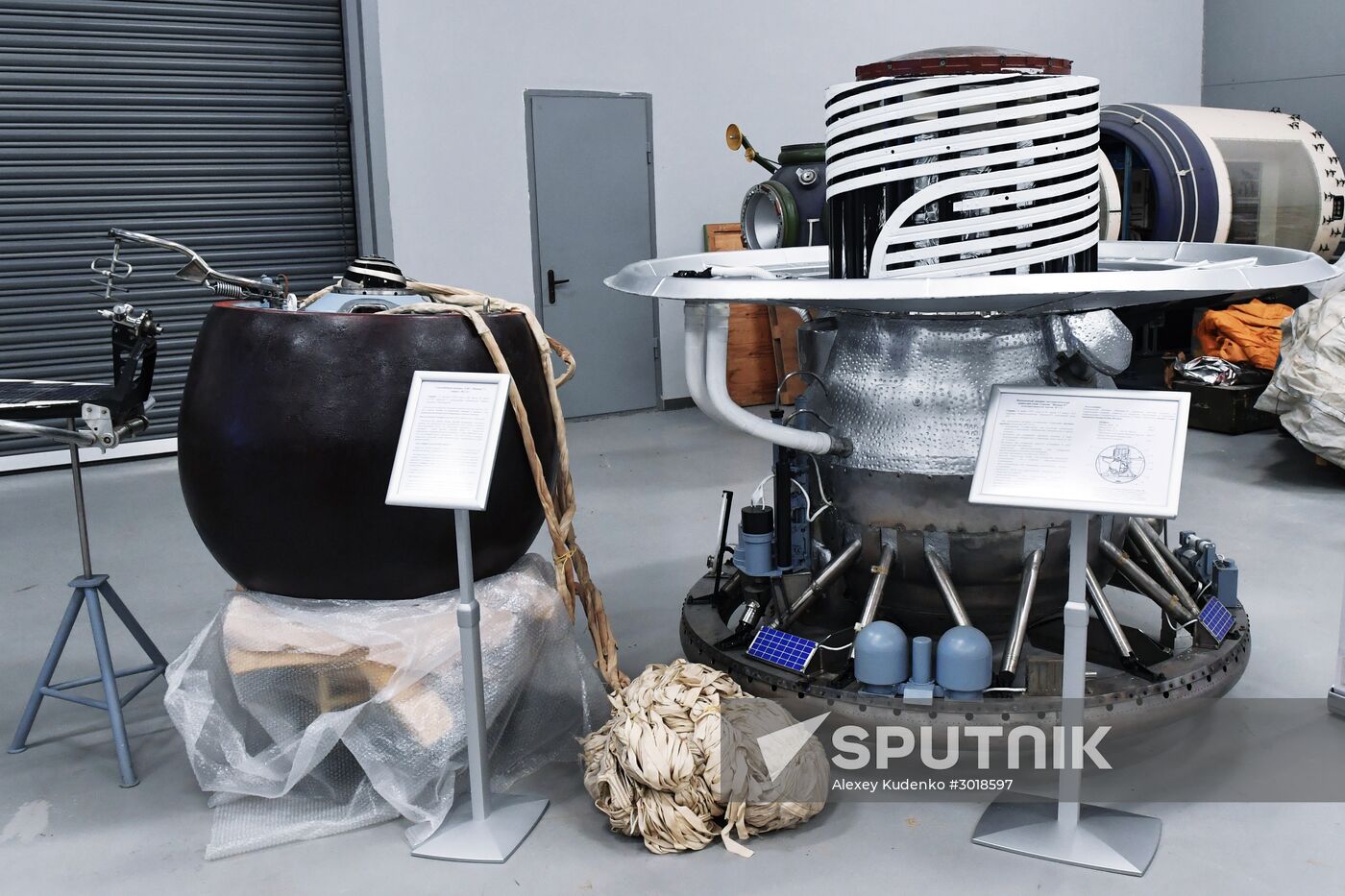 Spacecraft models displayed at Lavochkin Science & Production Association