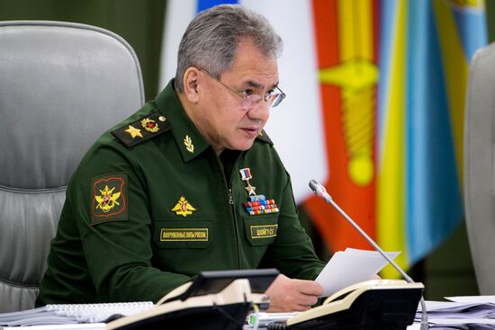 Defense Minister Sergei Shoigu holds teleconference