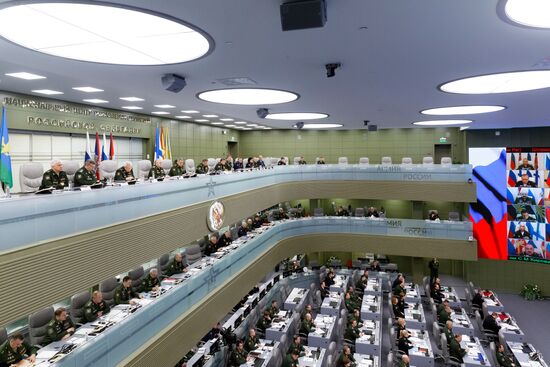 Defense Minister Sergei Shoigu holds teleconference