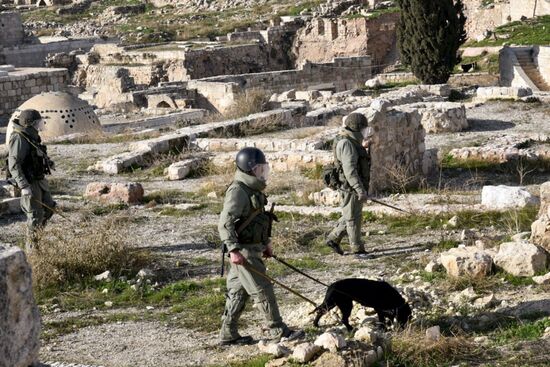 Russian bomb technicians demine Citadel of Aleppo