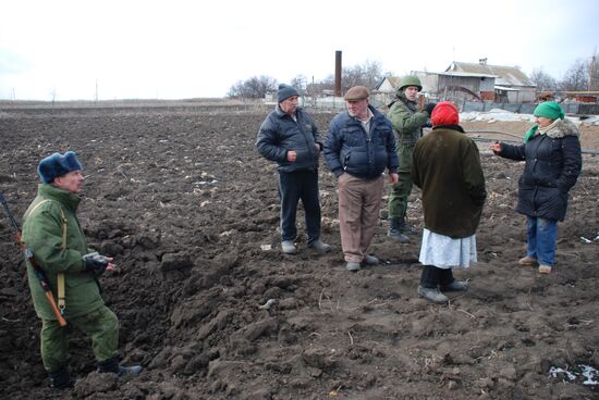 Aftermath of shelling of Kominternove in Donetsk region