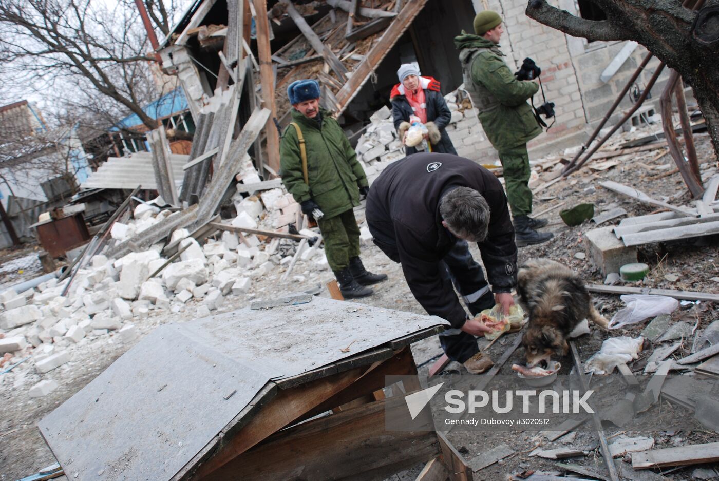 Aftermath of shelling of Kominternove in Donetsk region