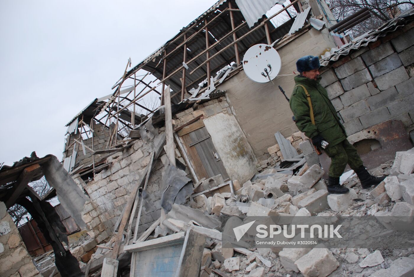 Aftermath of shelling of Kominternove in Donetsk region