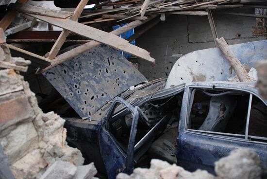Aftermath of shelling of Kominternove in Donetsk region