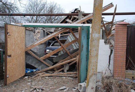 Aftermath of shelling of Kominternove in Donetsk region