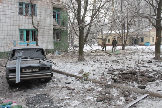 Aftermath of last night's shelling in Donetsk