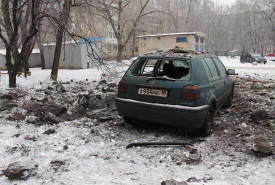 Aftermath of last night's shelling in Donetsk