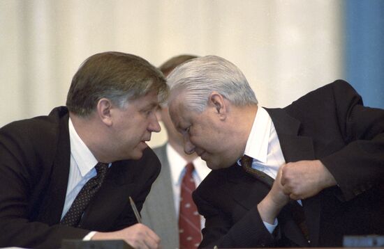 Boris Yeltsin and Oleg Lobov