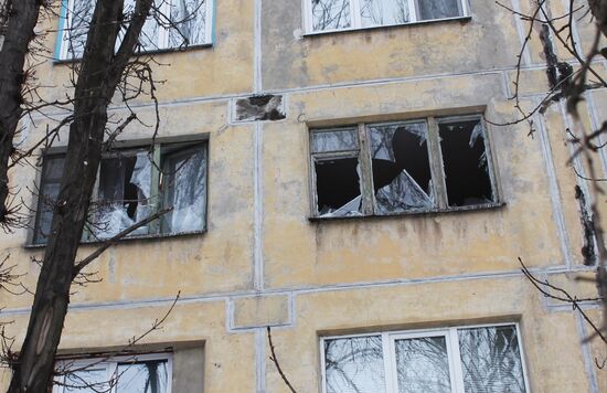 Aftermath of last night's shelling in Donetsk