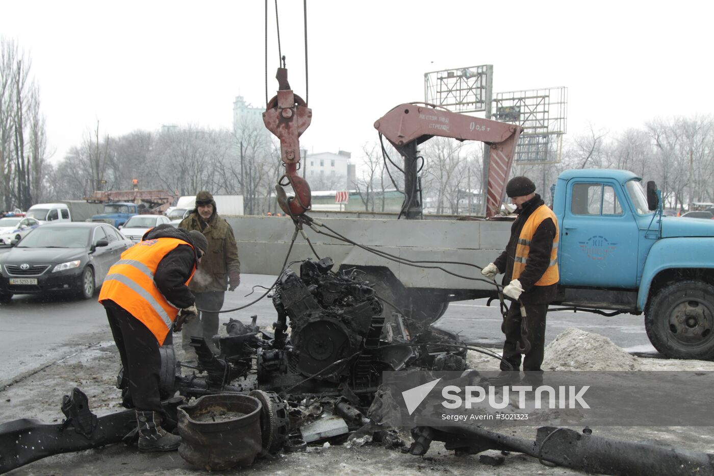 Aftermath of last night's shelling in Donetsk