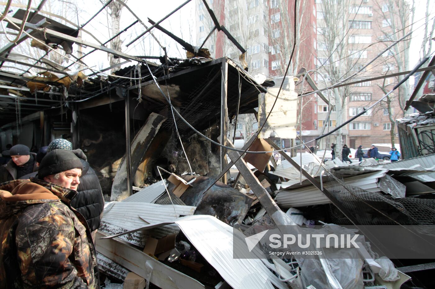 Aftermath of last night's shelling in Donetsk