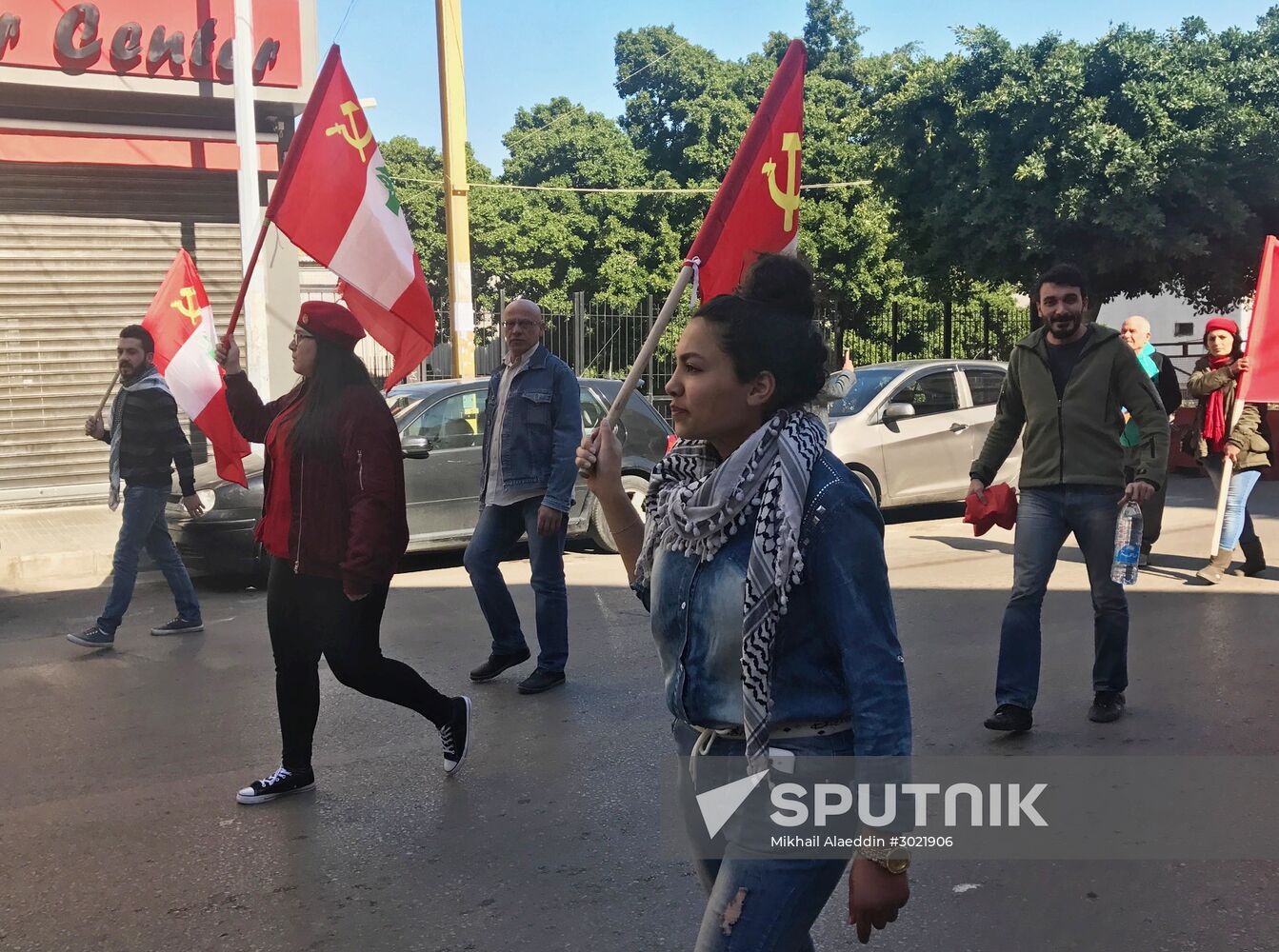 Lebanese Communist Party supporters stage peaceful demonstration
