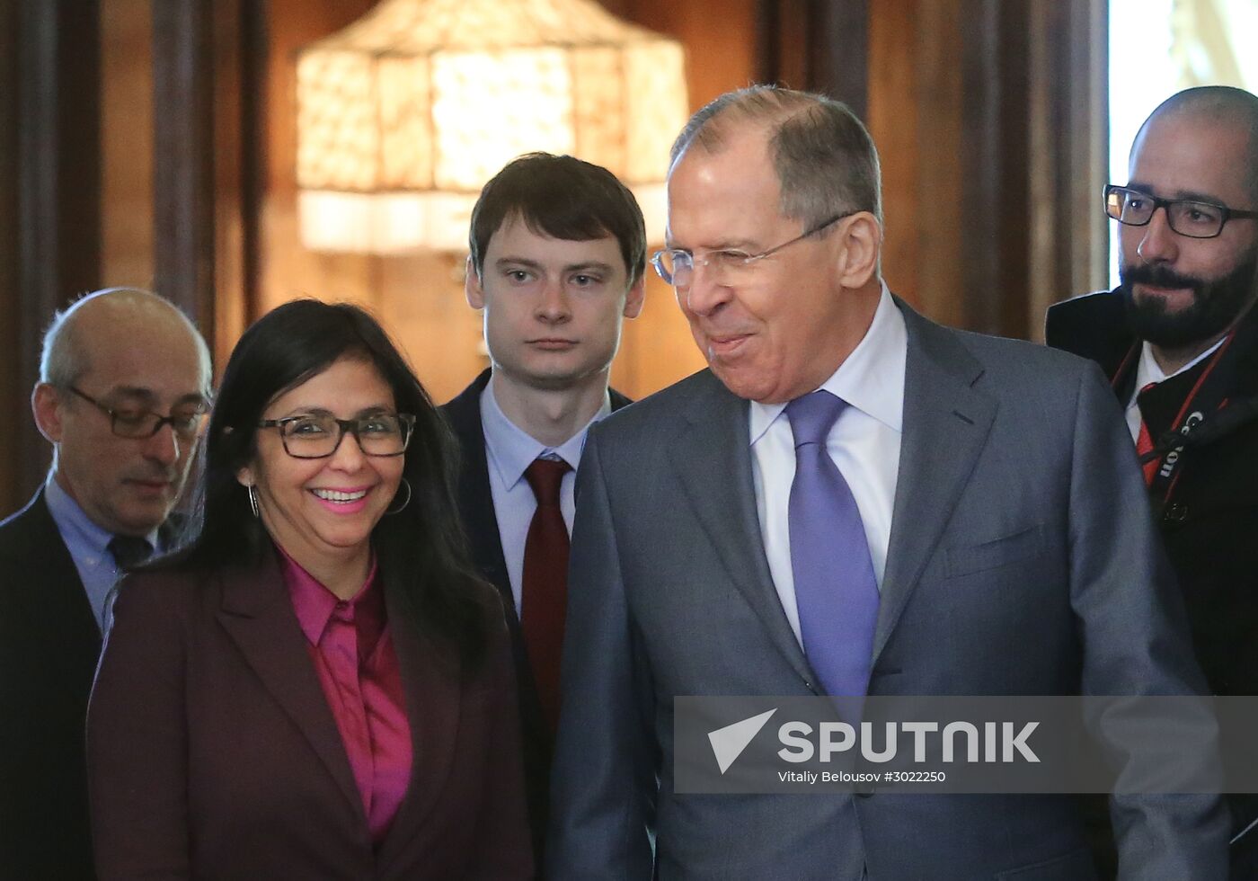 Russian Foreign Minister Sergei Lavrov meets with his Venezuelan counterpart Delcy Rodriguez