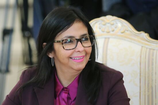 Russian Foreign Minister Sergei Lavrov meets with his Venezuelan counterpart Delcy Rodriguez
