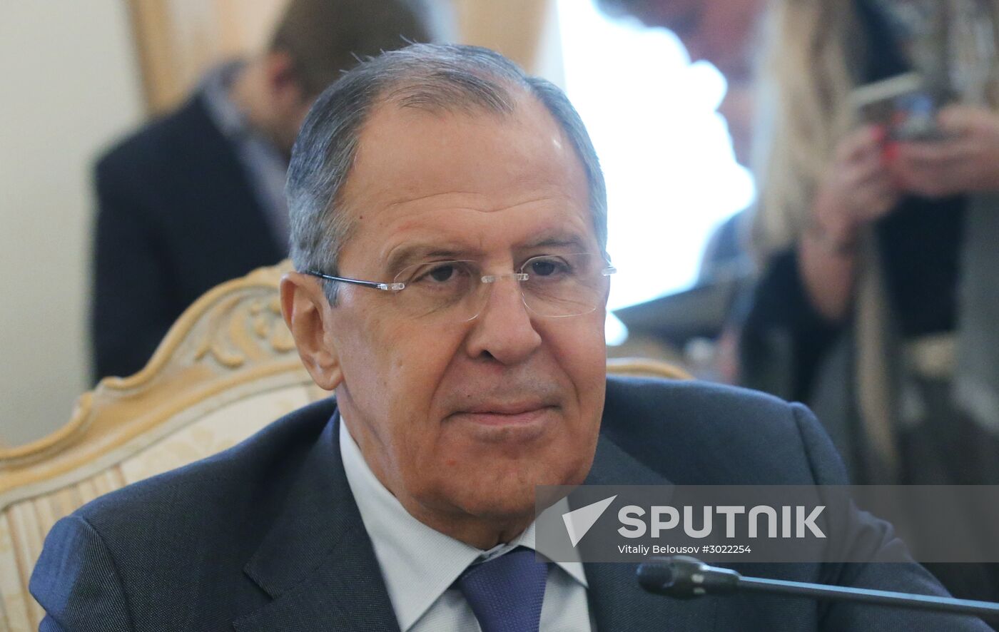Russian Foreign Minister Sergei Lavrov meets with his Venezuelan counterpart Delcy Rodriguez