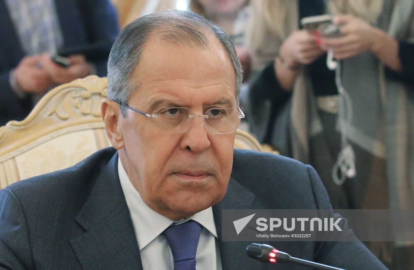 Russian Foreign Minister Sergei Lavrov meets with his Venezuelan counterpart Delcy Rodriguez