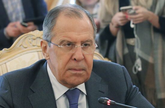Russian Foreign Minister Sergei Lavrov meets with his Venezuelan counterpart Delcy Rodriguez