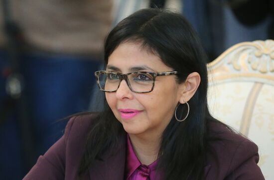 Russian Foreign Minister Sergei Lavrov meets with his Venezuelan counterpart Delcy Rodriguez