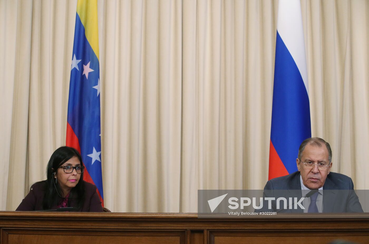 Russian Foreign Minister Sergei Lavrov meets with his Venezuelan counterpart Delcy Rodriguez