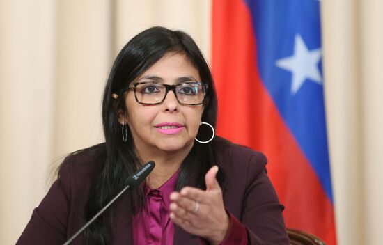 Russian Foreign Minister Sergei Lavrov meets with his Venezuelan counterpart Delcy Rodriguez