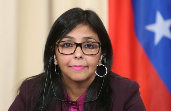 Russian Foreign Minister Sergei Lavrov meets with his Venezuelan counterpart Delcy Rodriguez