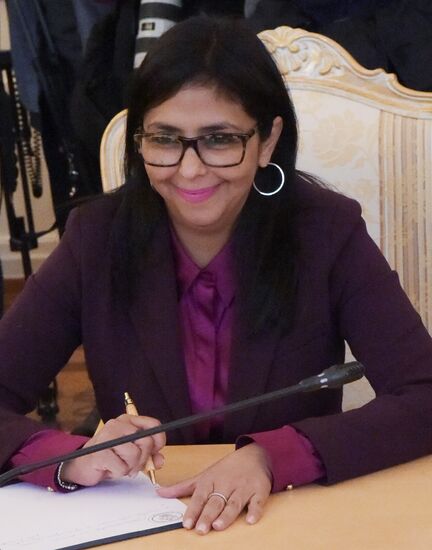 Russian Foreign Minister Sergei Lavrov meets with his Venezuelan counterpart Delcy Rodriguez